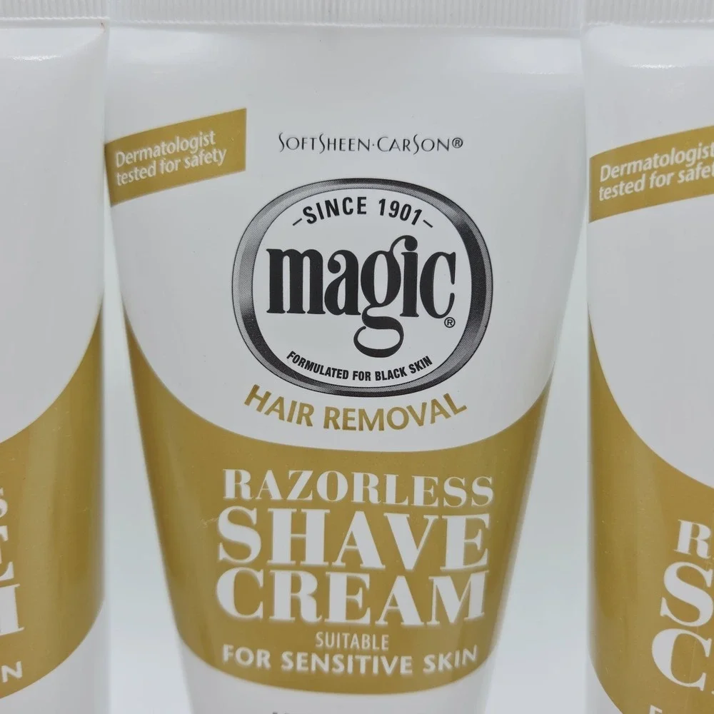 Lot Of 5 Magic Hair Removal Razorless Shave Cream For Sensitive Skin 6oz Each